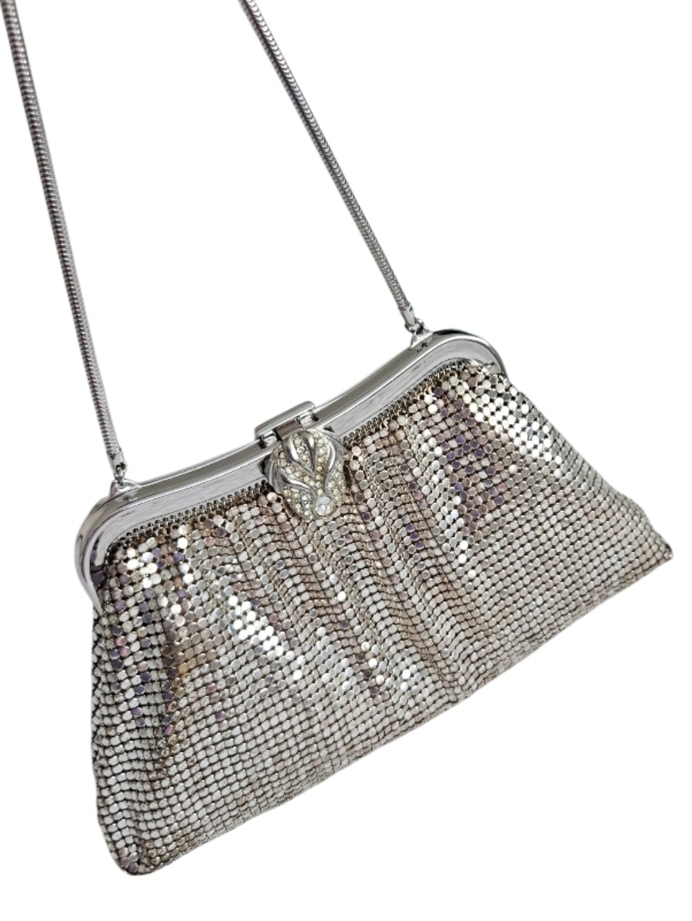 Whitnig & Davis Metalic Silver Mesh Evening Clutch Mini Bag